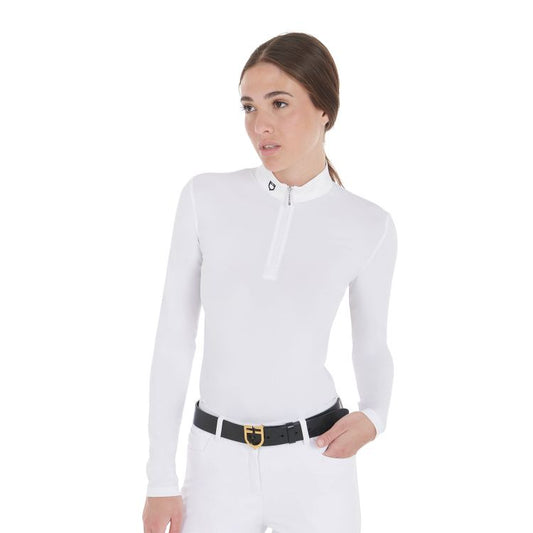 EQUESTRO WOMEN'S SLIM FIT LONG SLEEVED COMPETITION POLO SHIRT