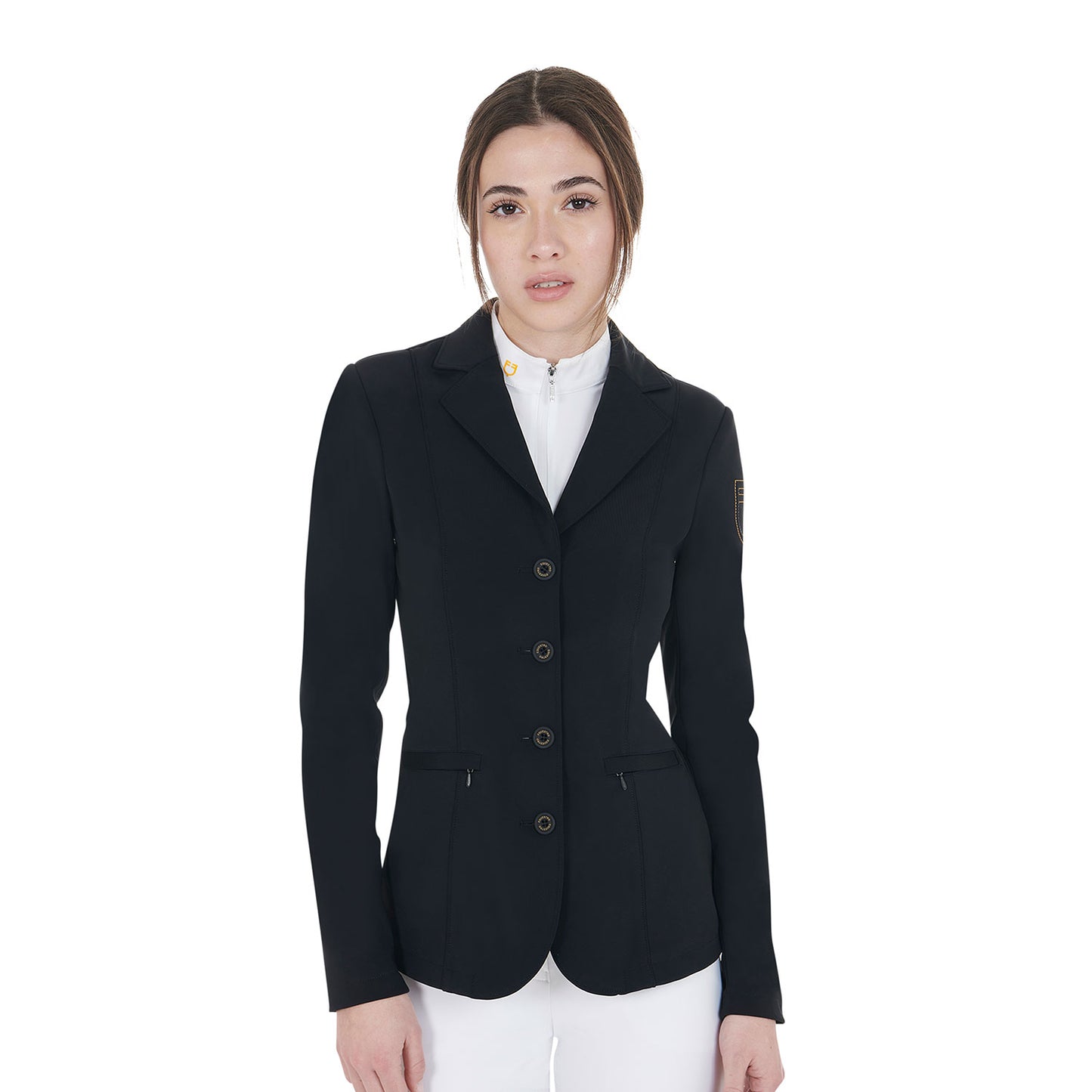 Equestro LADIES SHOW JACKETS with contrasting embroidered logo