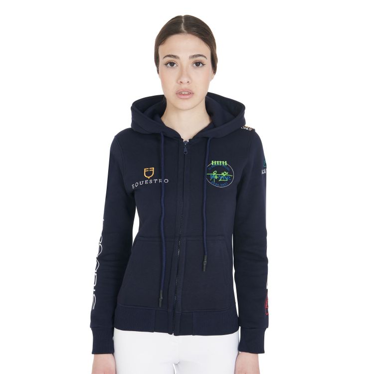 EQUESTRO - WOMEN'S SWEATSHIRT WITH MULTI-LOGO HOOD