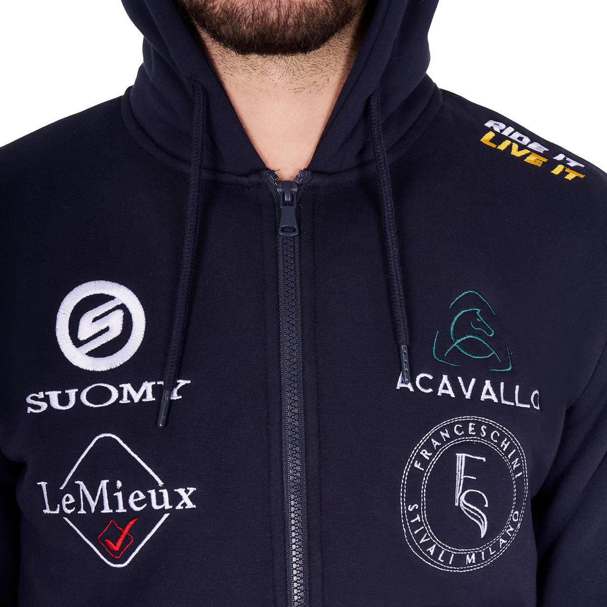EQUESTRO - MEN'S SWEATSHIRT WITH MULTI-LOGO HOOD