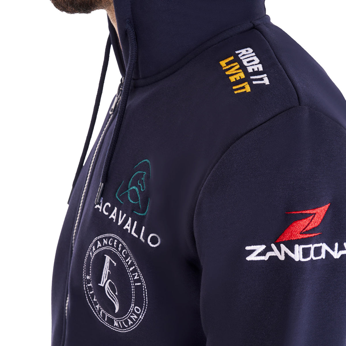 EQUESTRO - MEN'S SWEATSHIRT WITH MULTI-LOGO HOOD
