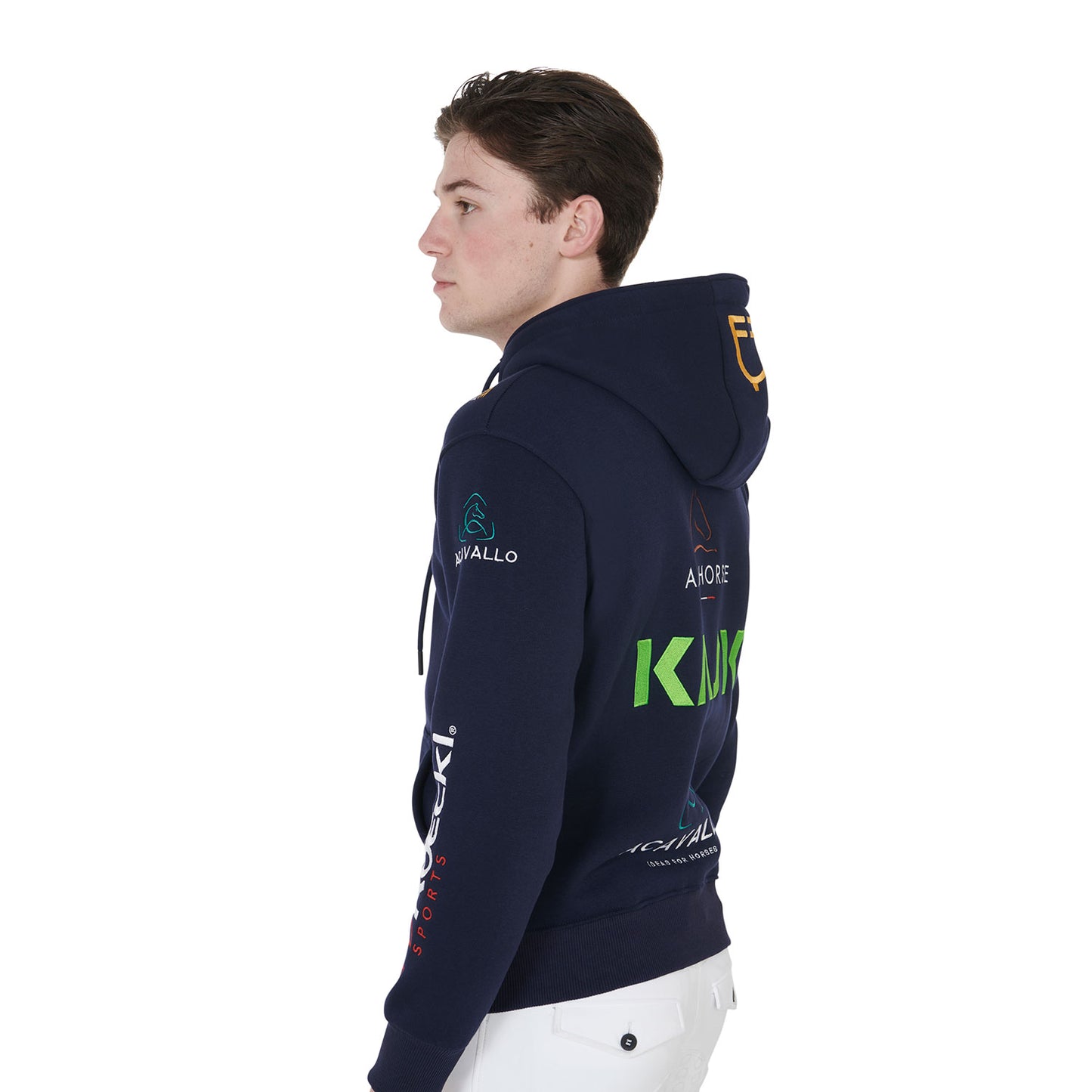 EQUESTRO - MEN'S SWEATSHIRT WITH MULTI-LOGO HOOD