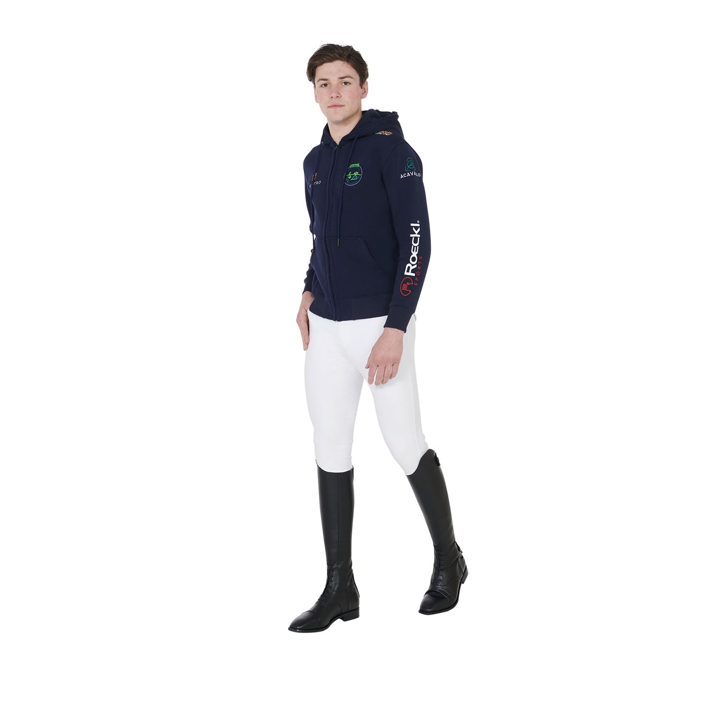 EQUESTRO - MEN'S SWEATSHIRT WITH MULTI-LOGO HOOD