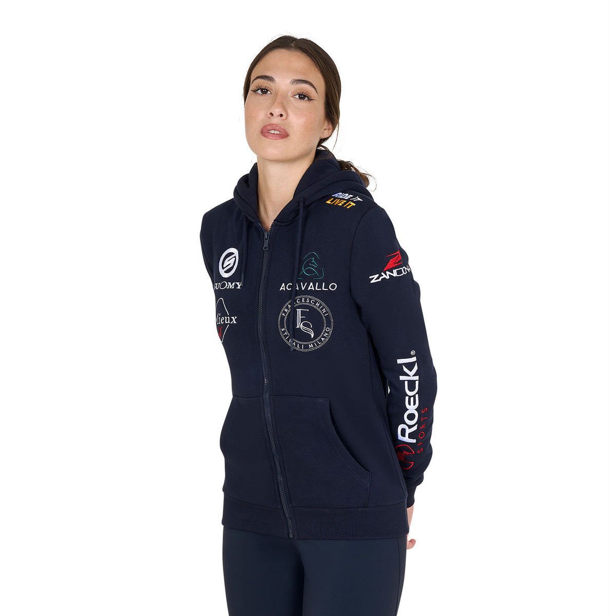 EQUESTRO - WOMEN'S SWEATSHIRT WITH MULTI-LOGO HOOD