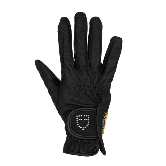 EQUESTRO GLOVES IN SOFT TECHNICAL FABRIC WITH GLITTER LOGO