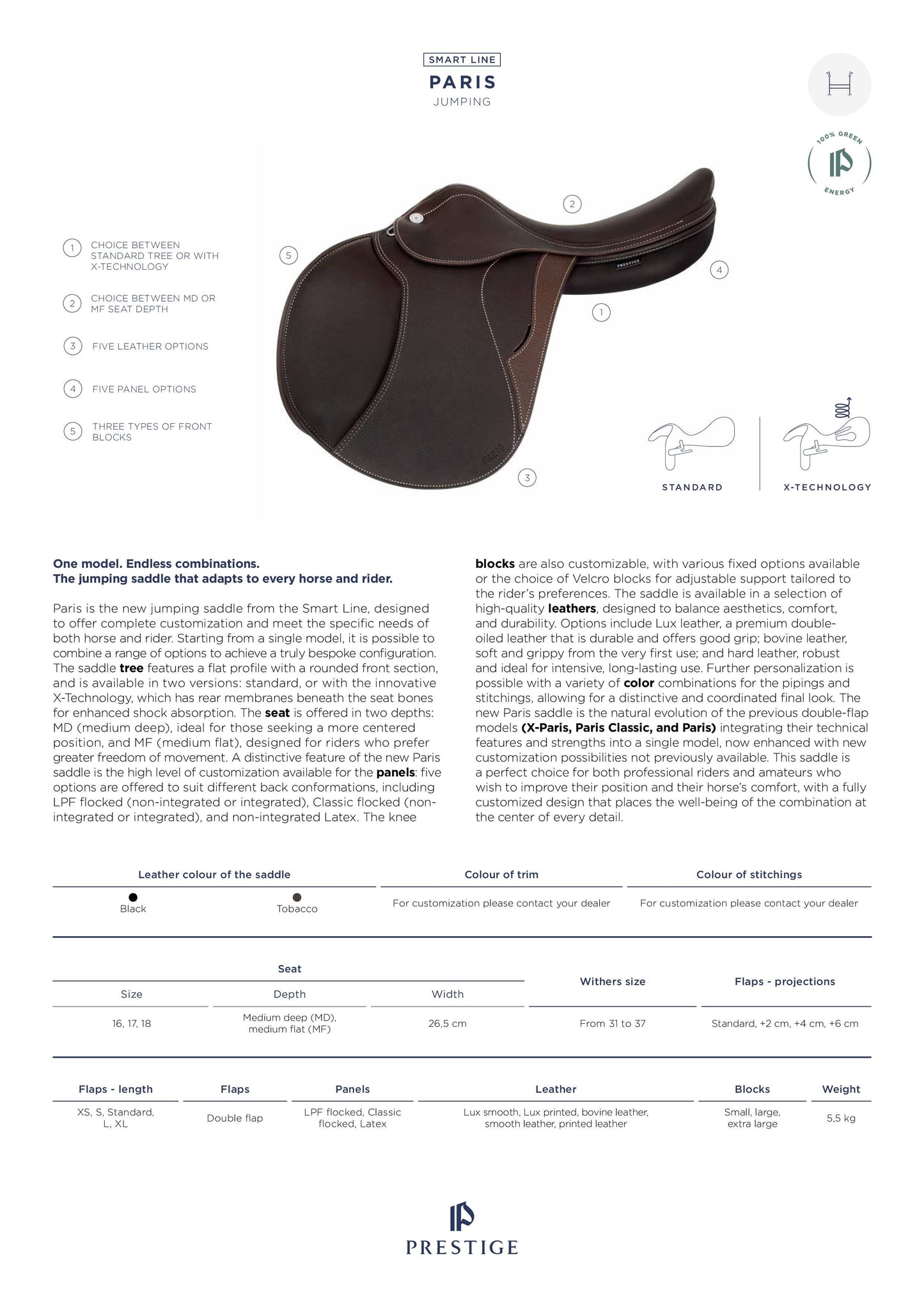 PRESTIGE -  PARIS RIDING SADDLE