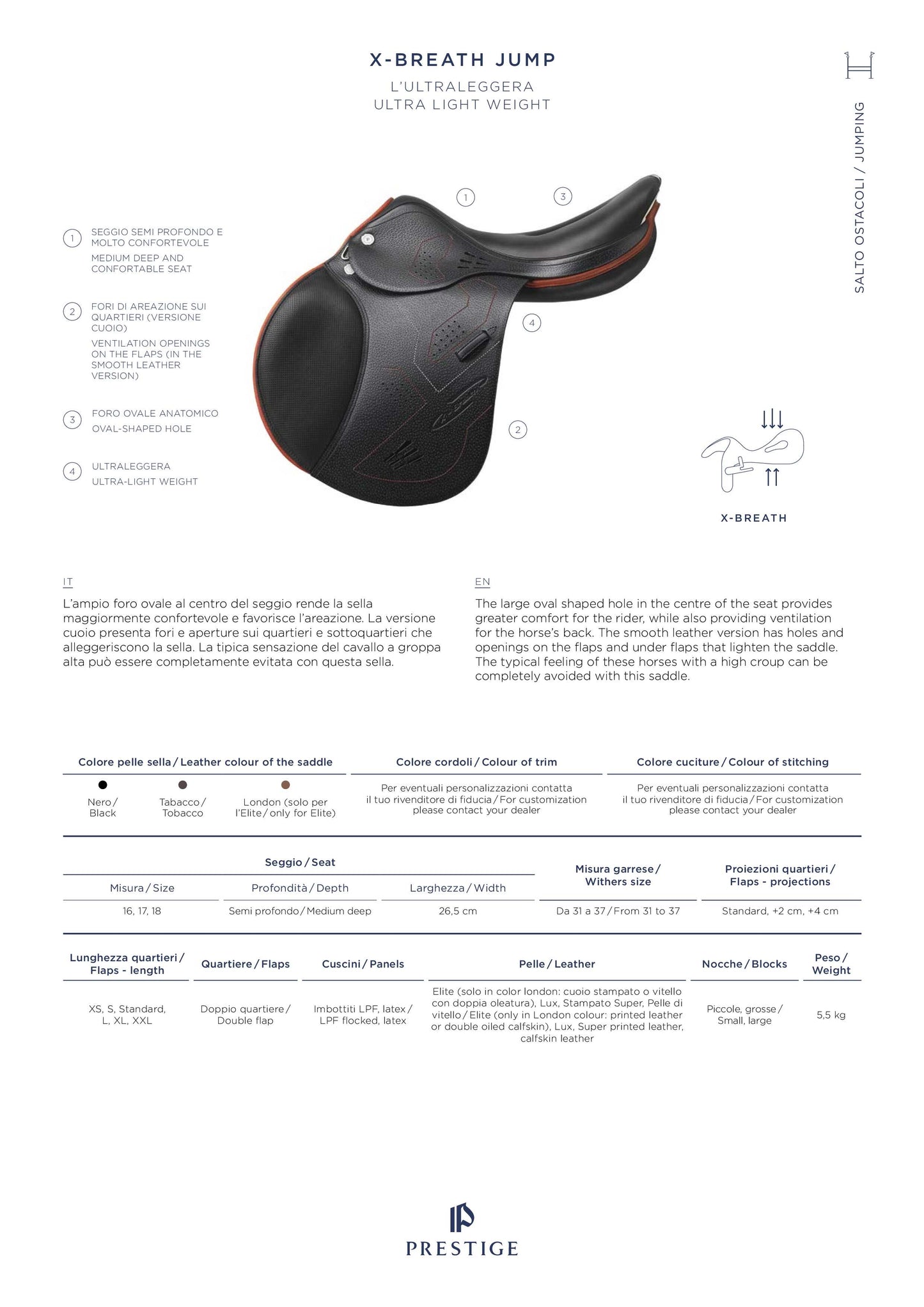 PRESTIGE X-BREATH RIDING SADDLE